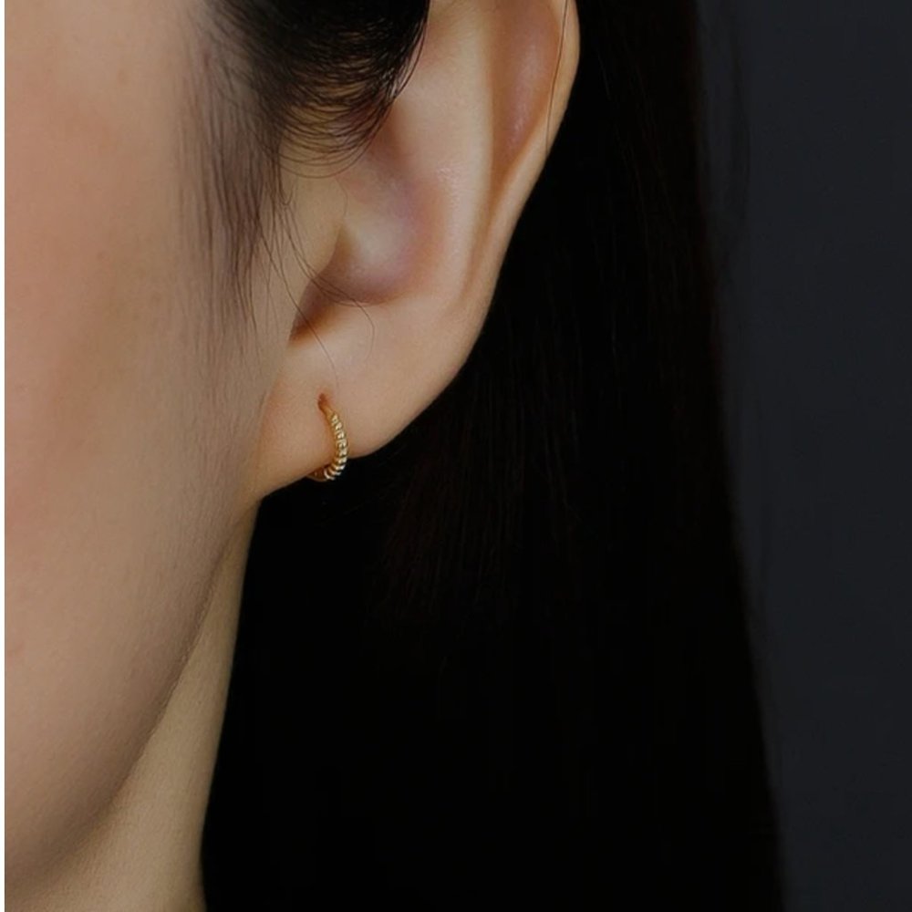 6mm- 925 Sterling Silver Fashion Piercing Charm Twist Huggies Hoop Earrings